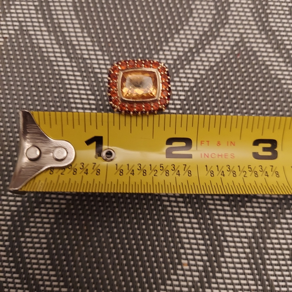 14K GOLD CITRINE CUSHION COCKTAIL RING - Picture 2 of 9